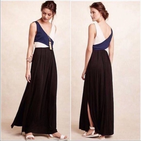 Maeve By Anthropologie Elysian Maxi Color Block Grecian Dress XS - Picture 2 of 11
